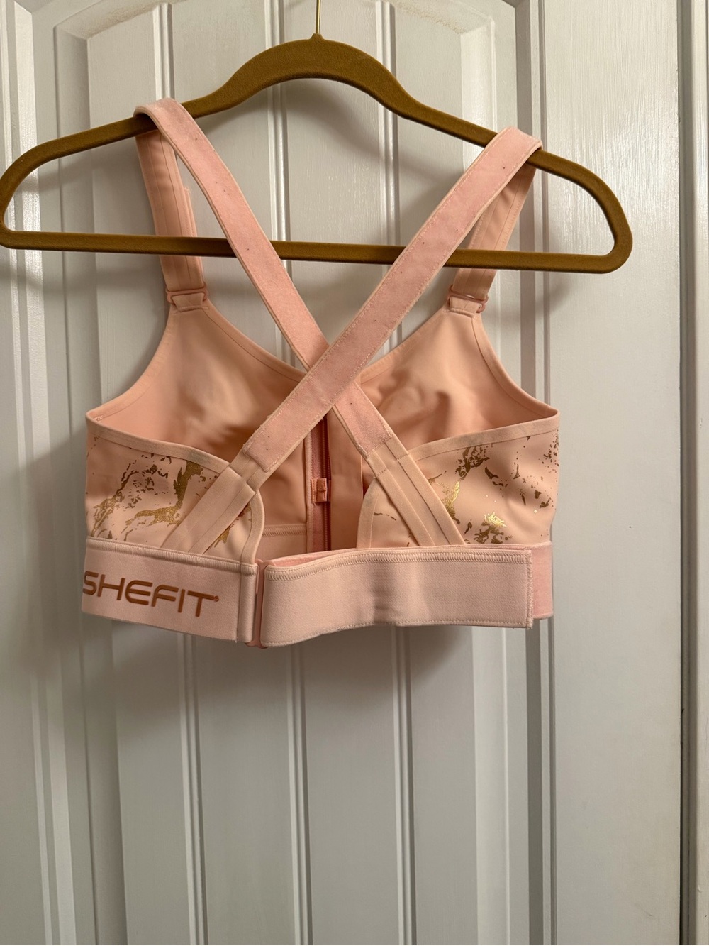 SHEFIT High Impact Flex Sports Bra Pink & Gold